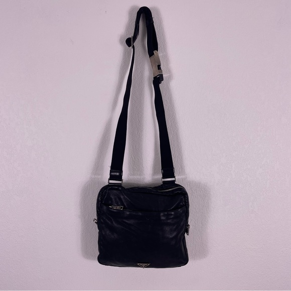 Prada Handbags - Prada Black Leather Rectangular Crossbody Purse